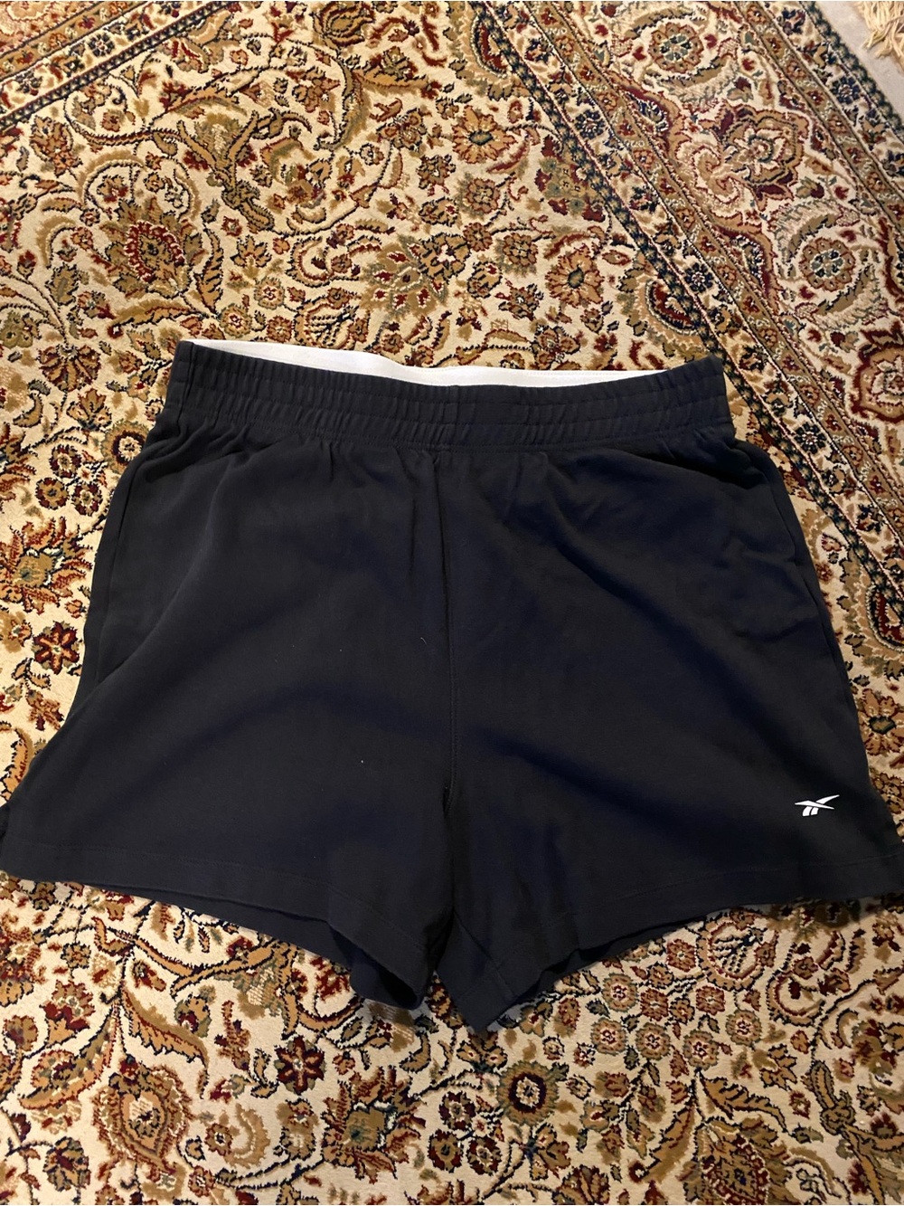 Reebok Black Women's Athletic Shorts with White Waistband Accent